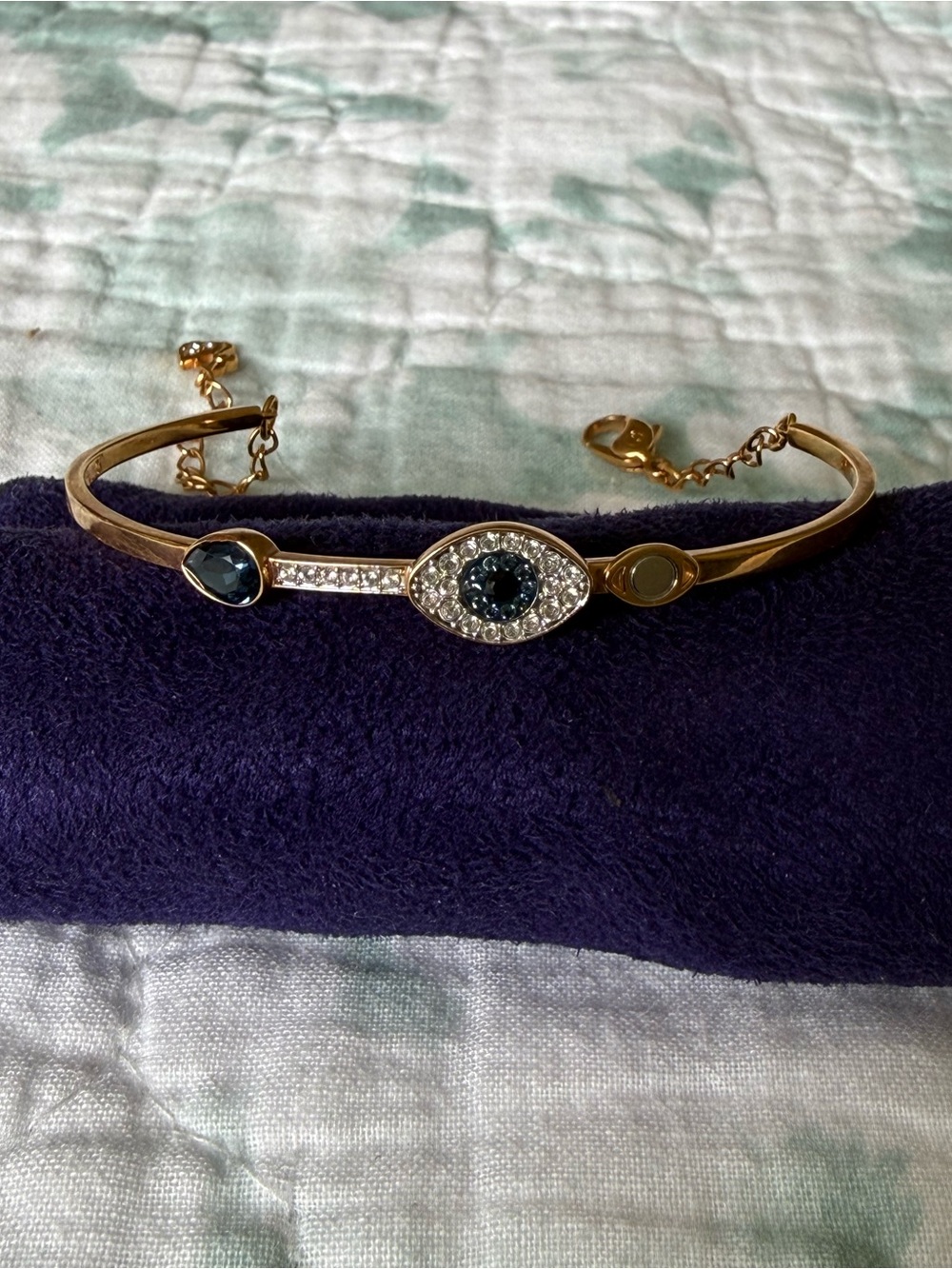 Swarovski Rose Gold Duo Evil Eye Bangle Bracelet